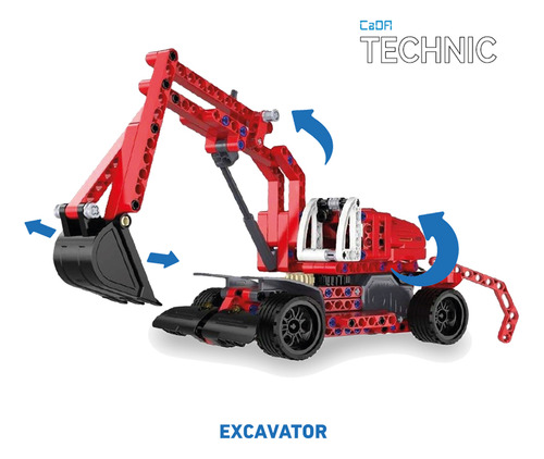 Camión Excavadora Juguete Para Armar 235pzs Cada Technic Azul