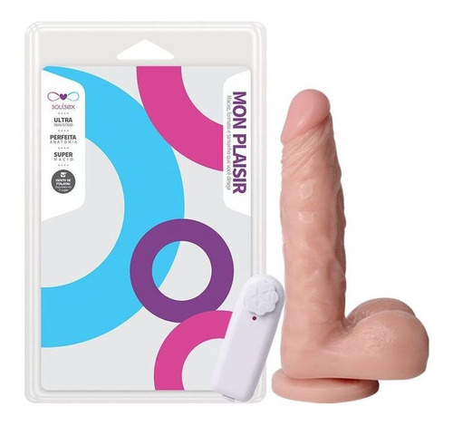 Pênis Protese Realistica C/ Vibro E Ventosa 19cm - Vibrador