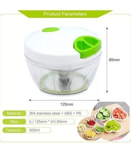 Imagen 7 de 9 de Triturador Manual (envio Gratis) Vegetales Picador Multiuso