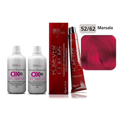 Coloração - 52-62 Marsala E 02 Ox 20 Vol. 80ml Forever Liss