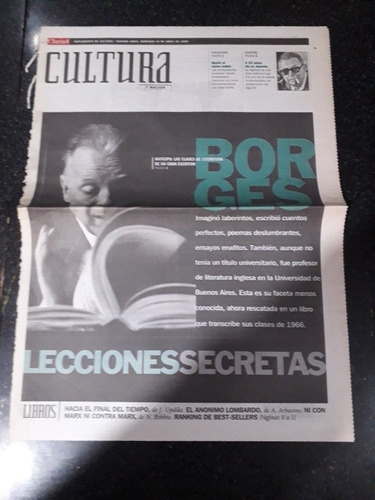 Clipping Diario Clarín Cultura 30 4 2000 Jorge Luis Borges