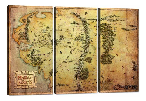 3 Piezas De Decoración De Pared, Mapa De Hobbit, Pintu...
