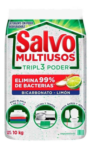 Detergente Salvo Multiusos 3 Bultos Con 10 Kg Cada Uno