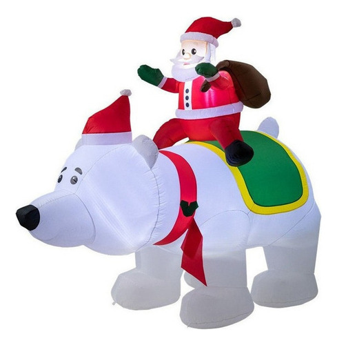 6.5 Pies Navidad Inflable Papá Noel Monta Un Oso Polar Par F