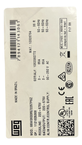 Soft Starter Ssw06 85 A (Usado)