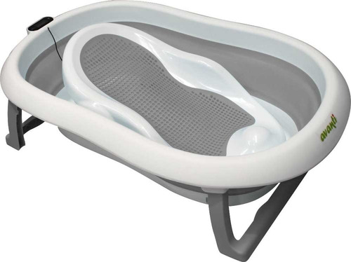 Bañera Bebe Avanti Plegable Soporte Reductor + Termómetro Color Gris
