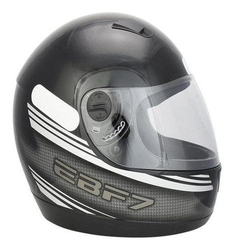 Capacete Fechado Ebf 7 Carbon Preto E Prata Com Viseira Cor Preto/Prata Tamanho do capacete 56