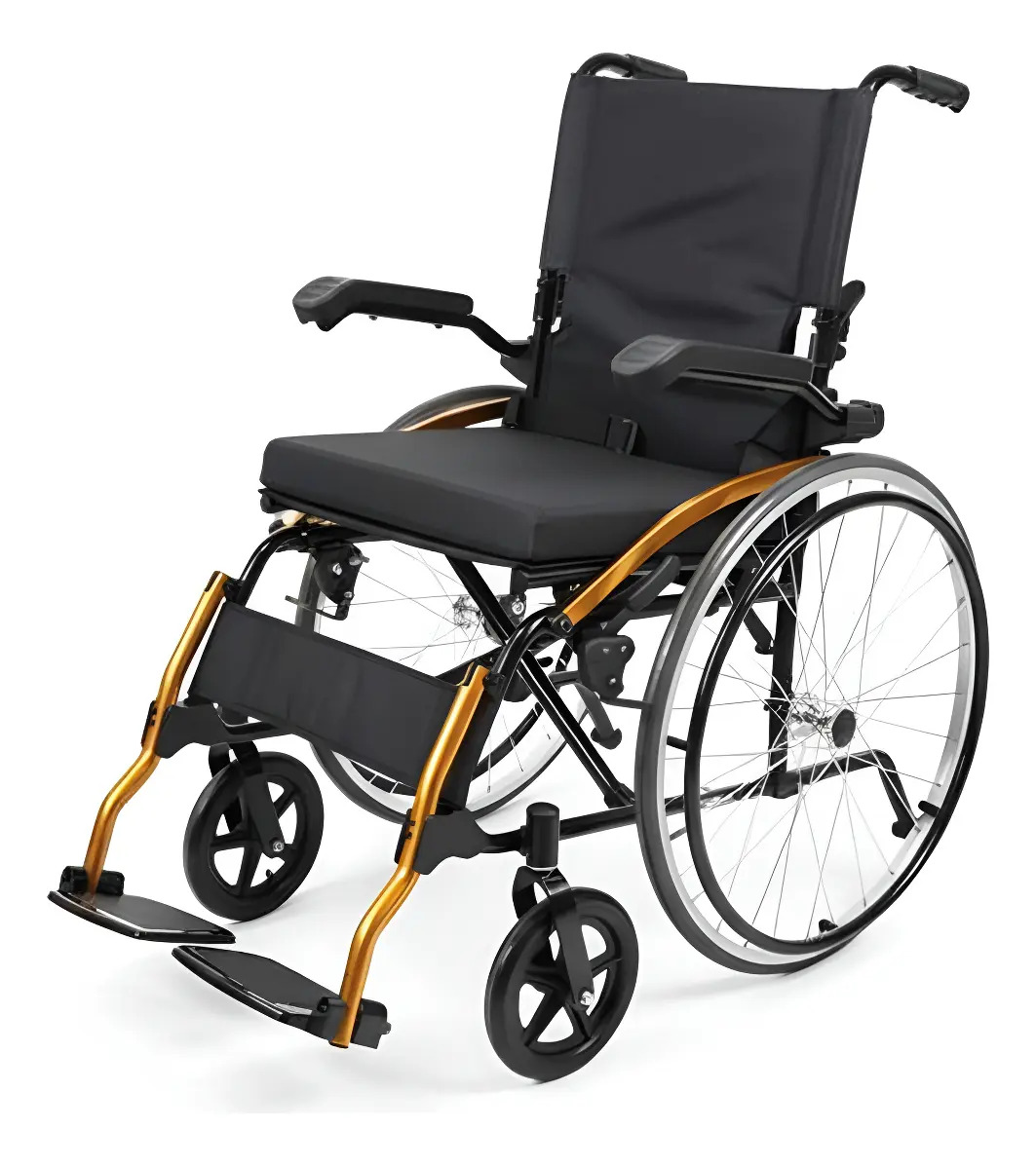 Cadeira De Rodas Dobrável Leve D600 Pop Até 120 Kg Dellamed Preto