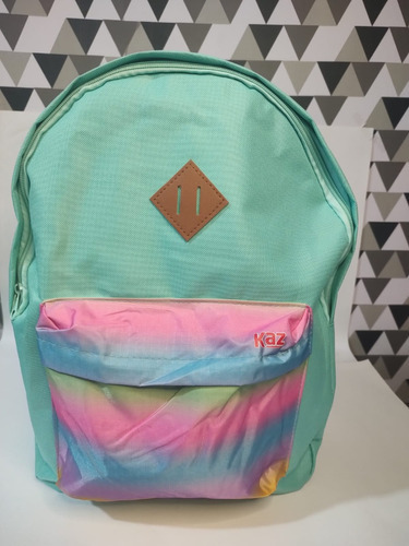 Mochila Casual Unissex Com Bolso Colorido Cor Verde-claro
