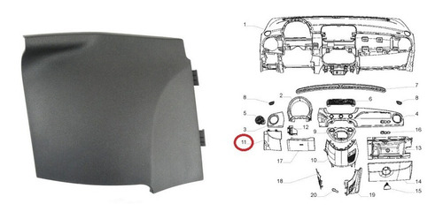 Tapa Inferior Izquierda Tablero Fiat 500 Original