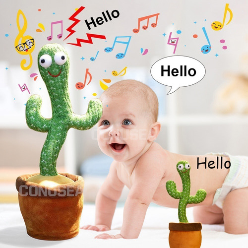 Imagem 6 de 10 de Cacto Dançante Falante Música Repete A Fala Led E Acessórios