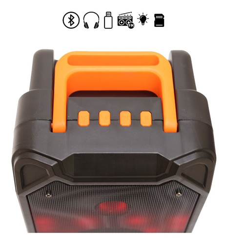 Bocina Portatil Bt Fm Luces Flama Recargable Usb 4 Pulgadas