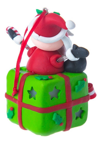 Imagen 4 de 4 de Decoración Navideña Santa Sobre Regalo Iluminado