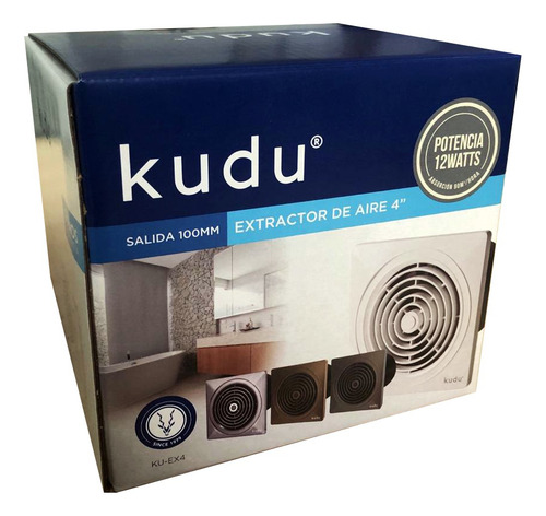 Extractor De Aire Baño Cocina Blanco 100mm Kudu