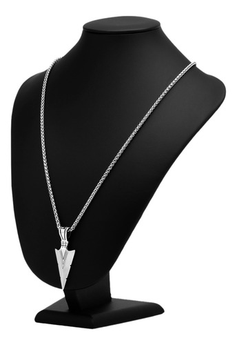 Corrente Pingente Flecha Aço Inox Prata J-1383 Kit Bracelete