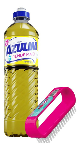Azulim Lava Louças Detergente Neutro 500ml + Escova Delicada