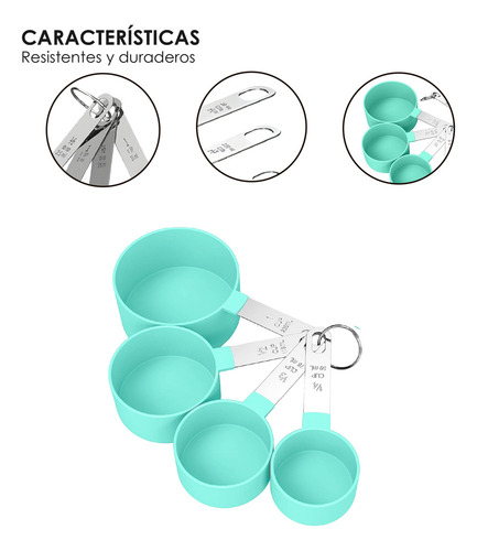 Juegos 8 Cucharas Medidoras Y Tazas Acero Inoxidable Colores