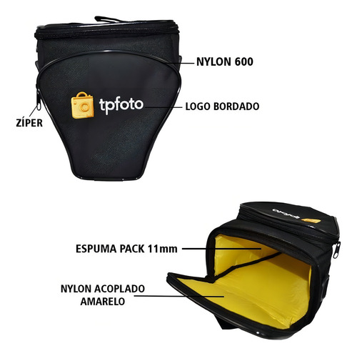 Funda negra Canon Reflex Li para cámara y objetivo adjunto