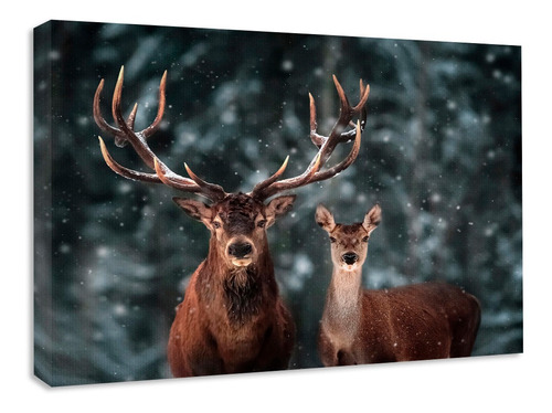 Cuadro Decorativo Canvas Venado Invierno 80x60