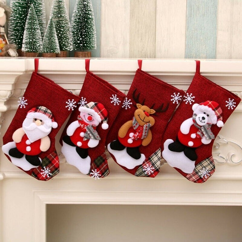 hogar o Navidad calcetines de Navidad Papá Noel muñeco de nieve decoración de Navidad calcetines de decoración para fiesta Calcetines de Navidad para decoración de árbol de Navidad 3 unidades 