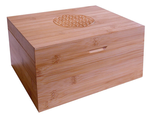 Caja Decorativa Y Organizadora De Bambú Flor De Vida T...