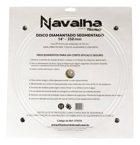 Disco Diamantado Navalha Segmentado 14pol 350x10x25,4mm