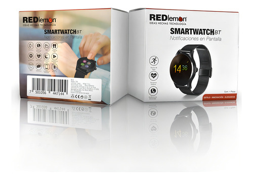 Smartwatch Reloj Inteligente Para Hombre Bluetooth Compatible Con Ios Android Microfono Integrado Pantalla High Definition 1.22 Pulgadas Llamadas Notificaciones Ritmo Cardiaco K88h Negro Redlemon