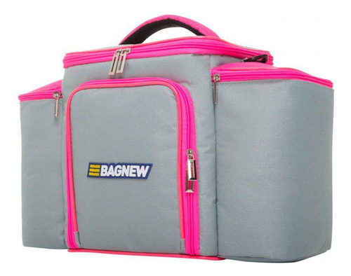 Bolsa Térmica 4 Potes - Cinza Com Rosa