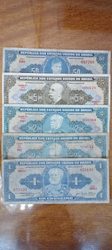 Billetes Brasil Lote De Cruzeiros 5 Billetes Variados N820