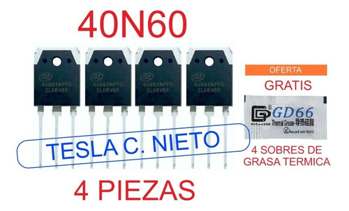 Imagen 1 de 6 de 40n60 Igbt 40n60fdi 4 Piezas Para Inversora