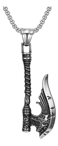 Hacha Mjölnir Collar Vikingo Hombre, Acero Inox Gótico Punk