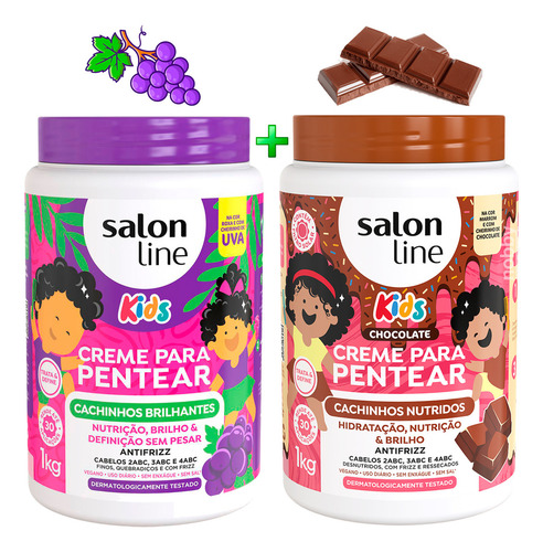 Kit Creme Para Pentear Chocolate + Frutas Salon Line Kids