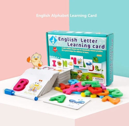 Juego Didáctico Tarjetas Madera Aprendizaje Abc Inglés.f