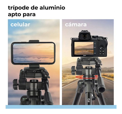 Trípode Celular Cámara Portátil Aluminio 170 Cm Control