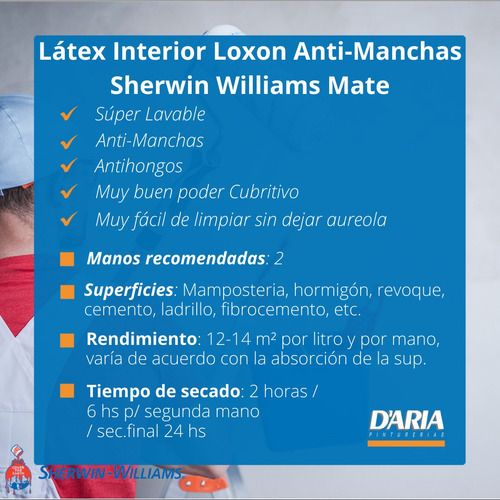 Loxon Latex Antimanchas Lavable Interior Mate X 1 Lts