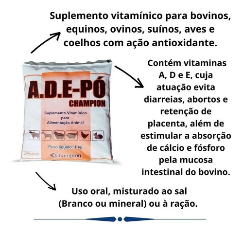 Imagem 2 de 5 de Ade Em Pó Champion Saco 1kg Suplemento Vitamínico Original