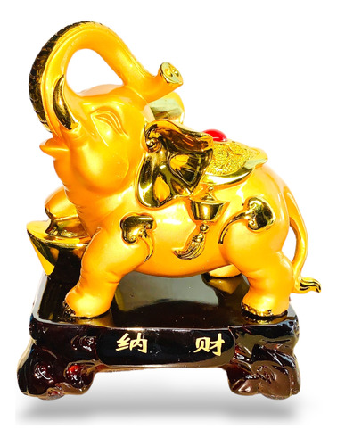 1 Figura Elefante Dorado Amuleto Protección Prosperidad