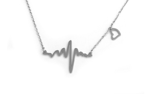 Imagen 2 de 2 de Collar Con Dije Latido Corazon Acero Quirúrgico Inoxidable