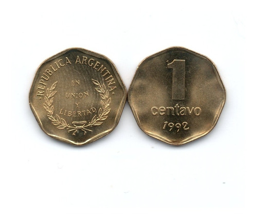 Argentina Moneda 1 Centavo 1992 Octogonal Sin Circular