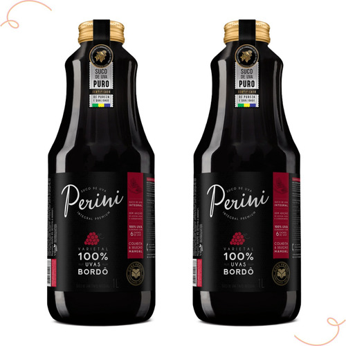 Suco De Uva Tinto Bordô Integral Premium Perini Kit Com 2