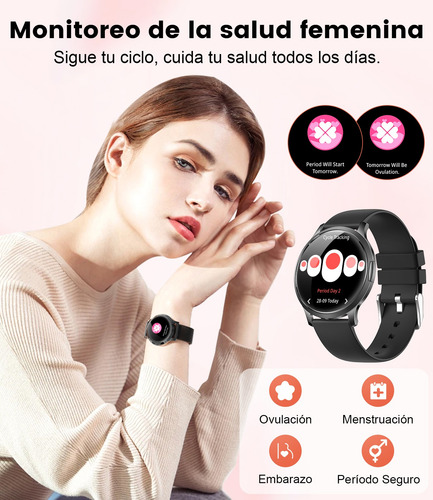 Lige Reloj Inteligente Mujer 1.43'' Amoled Llamada Bluetooth 100+ Modos Deportivos,monitoreo Menstrua Fv16-c Negra