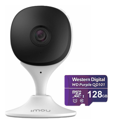 Imou Cámara Ip Wifi 2mp C22en-plus-128 Con Microsd 128gb Y Letrero Disuasivo Audio Bidireccional Inteligencia Artificial Detección De Humanos 2.8mm Sirena Y Micrófono Integrados Ir 10m C22en Alarma