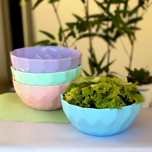Imagen 4 de 7 de Pack 4 Bowl Mediano Ensalada Postre Compotera Tapa Hermética