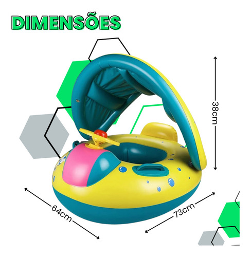 Boia Bote Carrinho Bebê Infantil Inflável Piscina Cobertura Removivel Proteção Com Volante Pop Imports