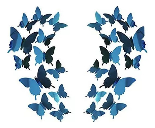 Pegatinas De Pared Mariposa Tipo Espejo Color Azul