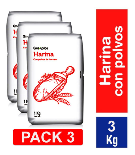 Harina Con Polvos De Hornear 1 Kg Smart Price Pack 3