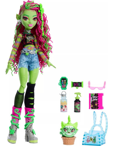 Monster High Venus Mcflytrap C/ Mascota Y Accesorios 