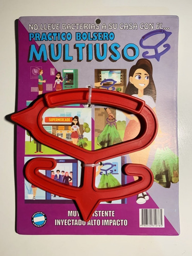 Manija Porta Bolsa Llaves Compras Agarradera Sanitaria Roja Color Rojo