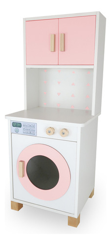 Kit Cozinha Infantil E Máquina De Lavar Infantil Cor Rosa Bebê