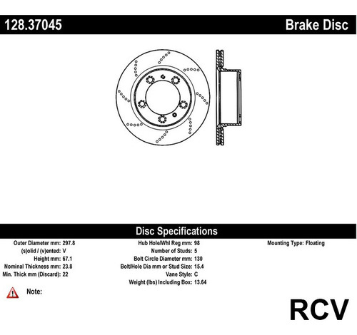 Disco Frenos Derecha Delantera Para Porsche Boxster   2008